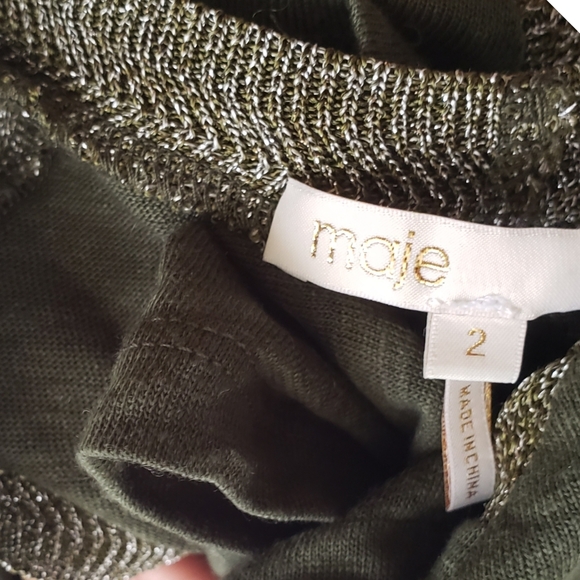 Maje safari green metallic crochet linen tee - Picture 3 of 3